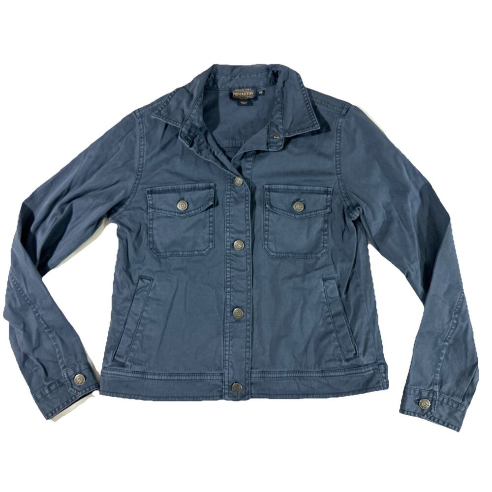 Pendleton Women’s Utility Jacket Blue Cotton Stretch Button Front XS - Picture 3 of 10